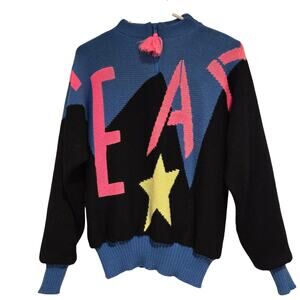 Vintage 90's Obermeyer Apres-Ski Graphic Color Block Quarter-Zip Sweater, Sz Med